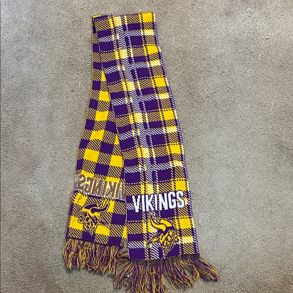 Purple and Yellow Plaid Vikings Scarf. Brand new